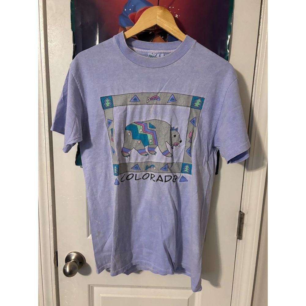 Vintage 1991 Fresh Produce Colorado Bear T Shirt Mens Large Purple Made in USA